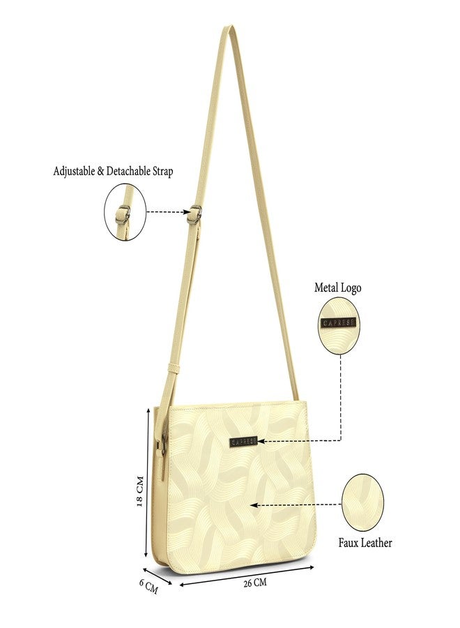 كابريس حقيبة كتف متوسطة الحجم من كابريس سيكو للنساء، مزودة بحزام قابل للتعديل وسحاب إغلاق لراحة الارتداء | حقيبة يد متعددة الاستخدامات للاستخدام اليومي والسفر والمناسبات الخاصة (بيج داكن) - Image 3